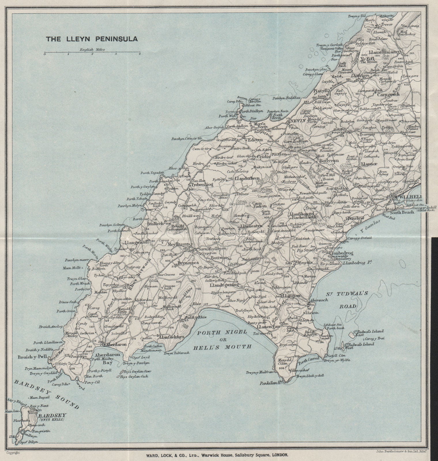 THE LLYN PENINSULA. Pwllheli. Barmouth. Wales. WARD LOCK 1923 old antique map